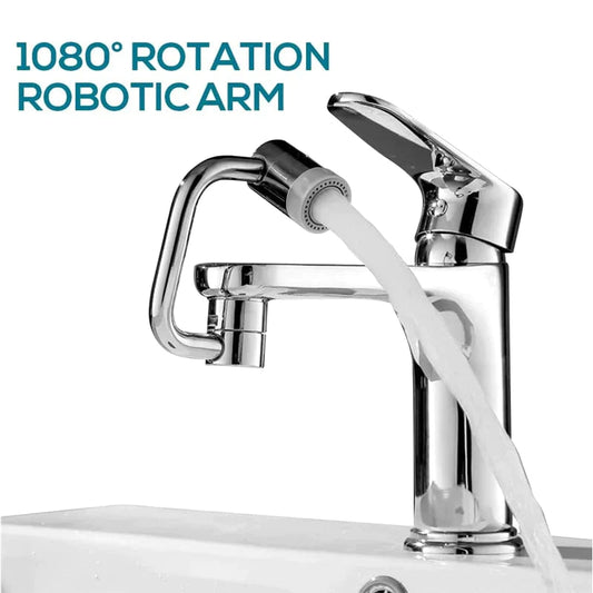 1080° rotatable faucet extender by NOVAELITE.COM, showing flexible, adjustable water outlet for easy use and convenience.